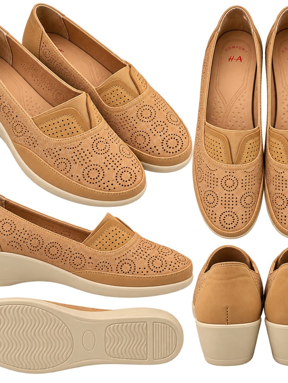 Comfort H&M Tan Perforated Slip On Comfort Shoes Women’s US 7.5/8 (EU 38)